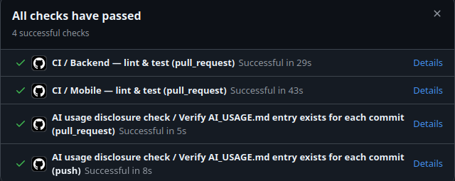 Pull request checks passed