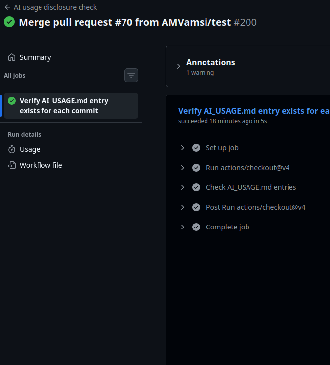 AI usage disclosure check details
