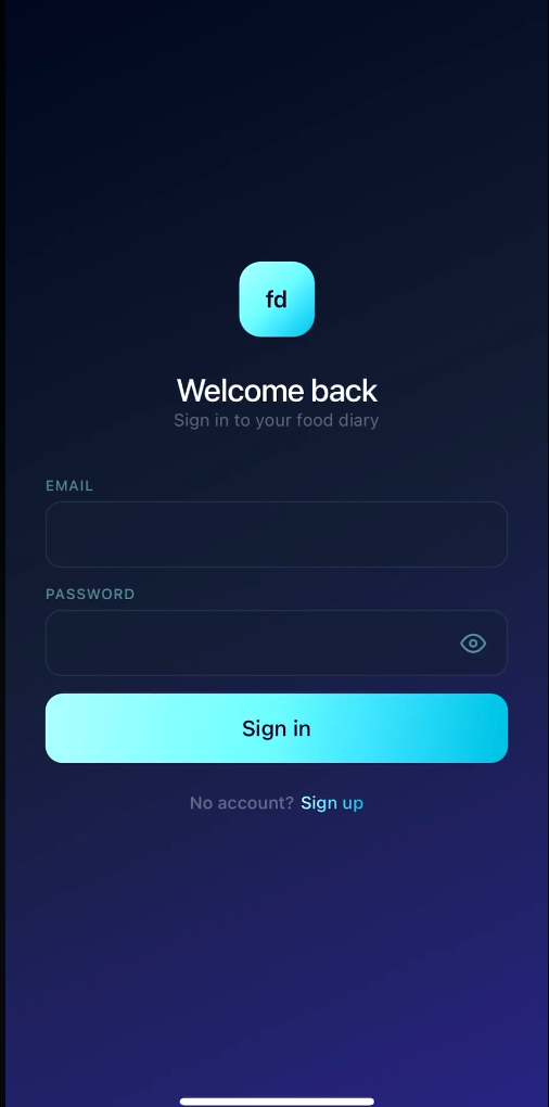 Login screen