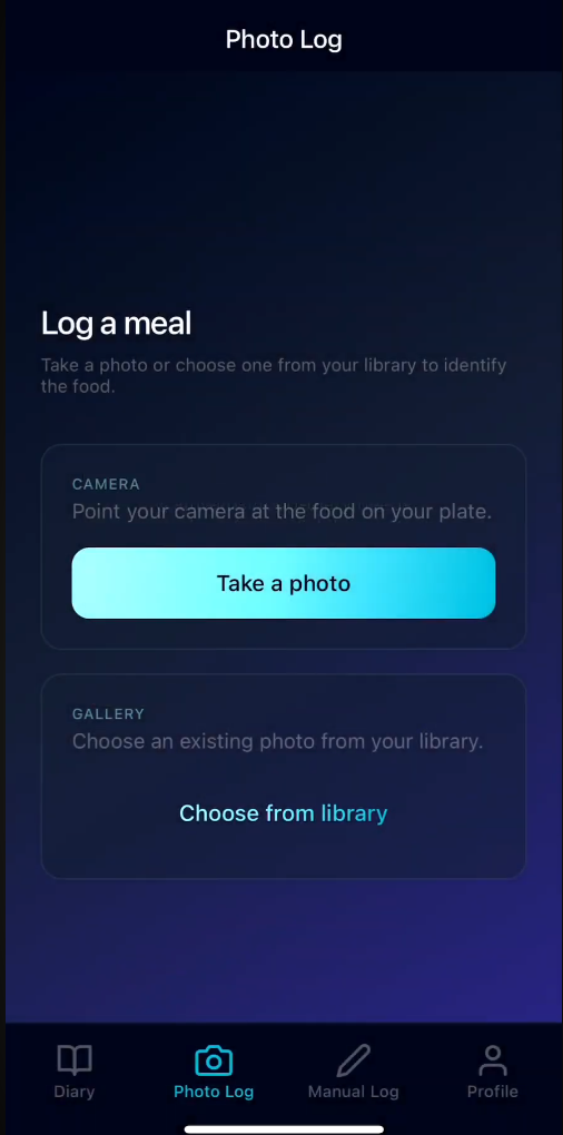 Photo log screen